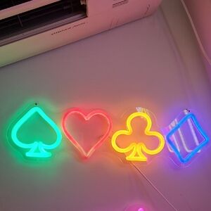 Colorful Neon Card Suit Wall Light